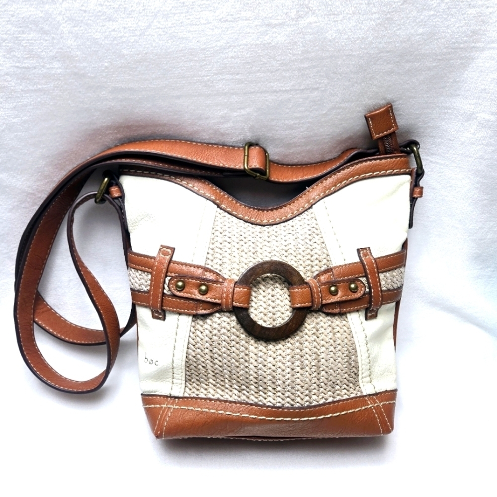 B.O.C Nayarit Straw Crossbody White Brown Purse Bag